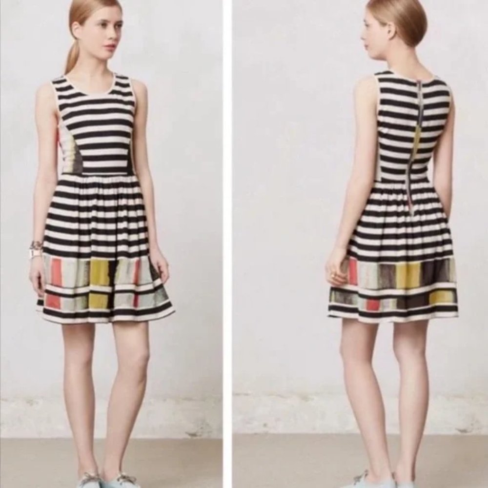 Anthropologie San & Soni Mixed Media Fit & Flare Dress